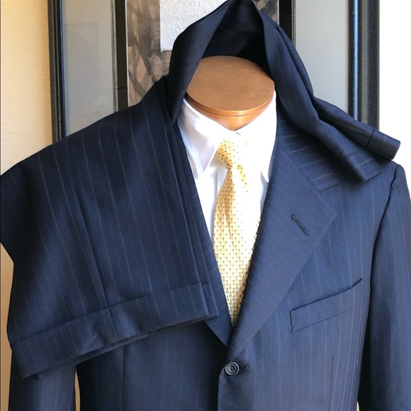 Edgar Pomeroy Other - Edgar Pomeroy Dark Navy Stripe Wool Suit 42R